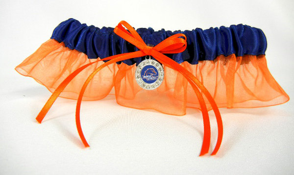 Boise State University Inspired Garter with Licensed Collegiate Charm